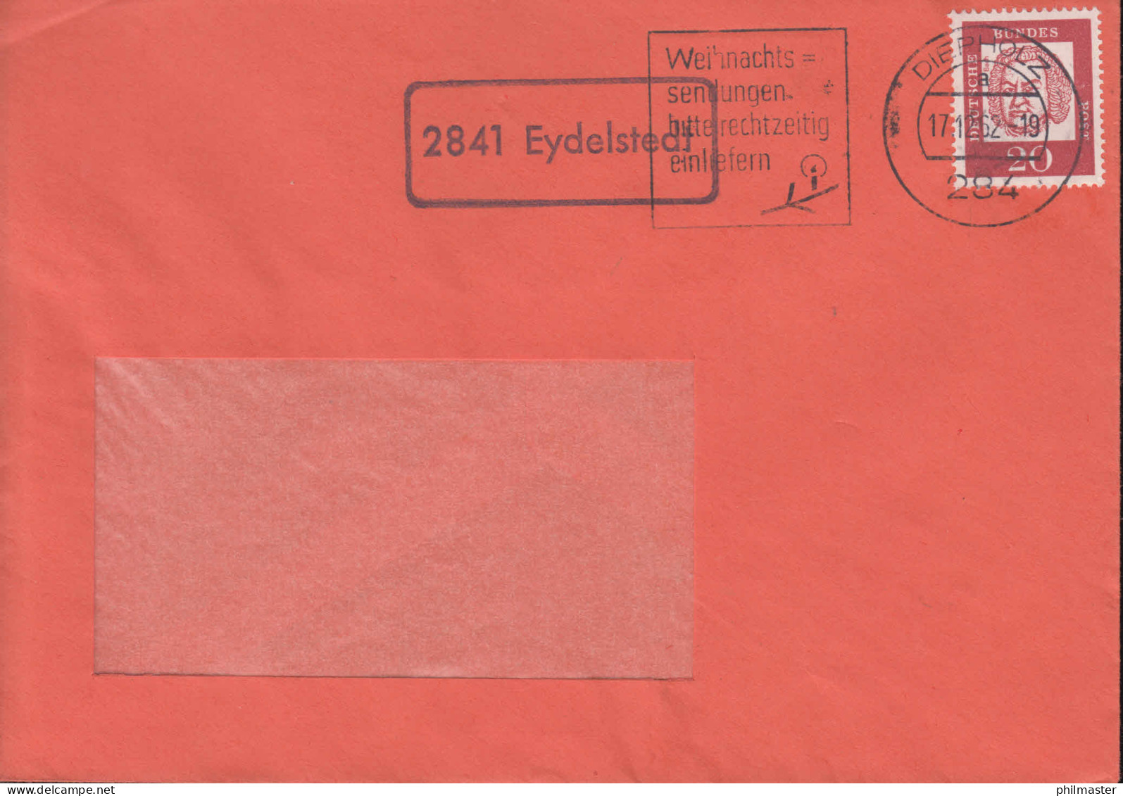 Landpost-Stempel 2841 Eydelstedt Auf Fenster-Brief DIEPHOLZ 17.12.1962 - Sonstige & Ohne Zuordnung