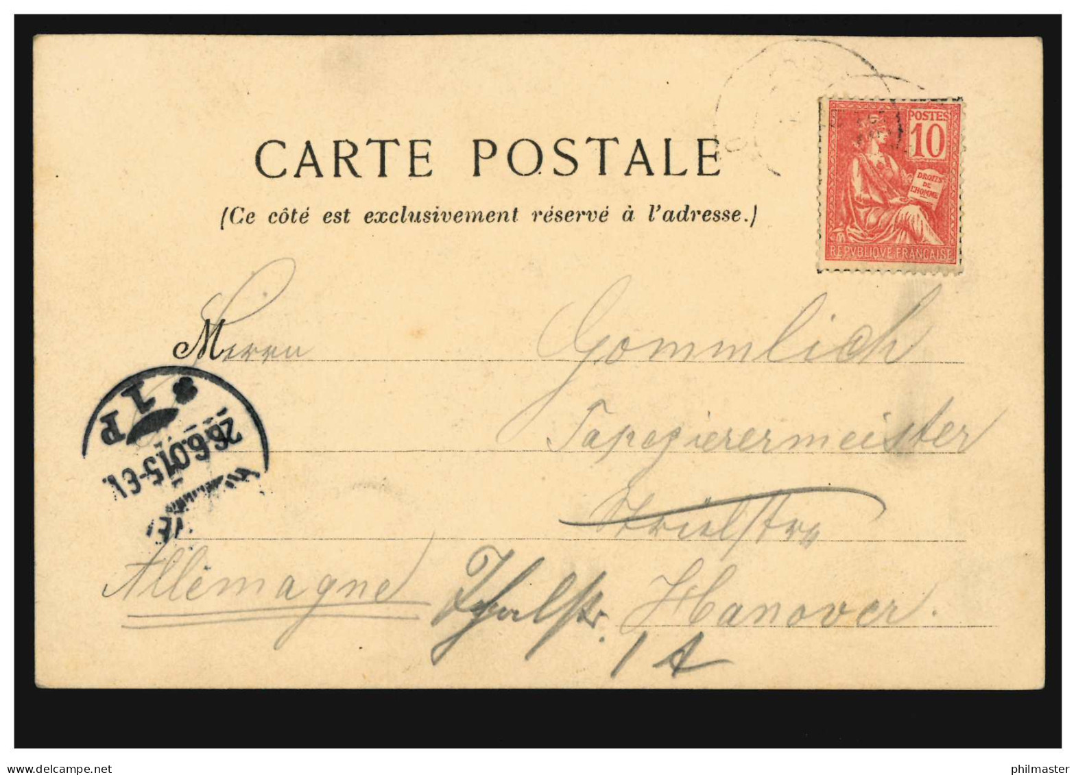 Frankreich AK Paris: Hotel De Cluny, Aus Paris 24.6.01 Nach HANNOVER 26.6.1901 - Other & Unclassified