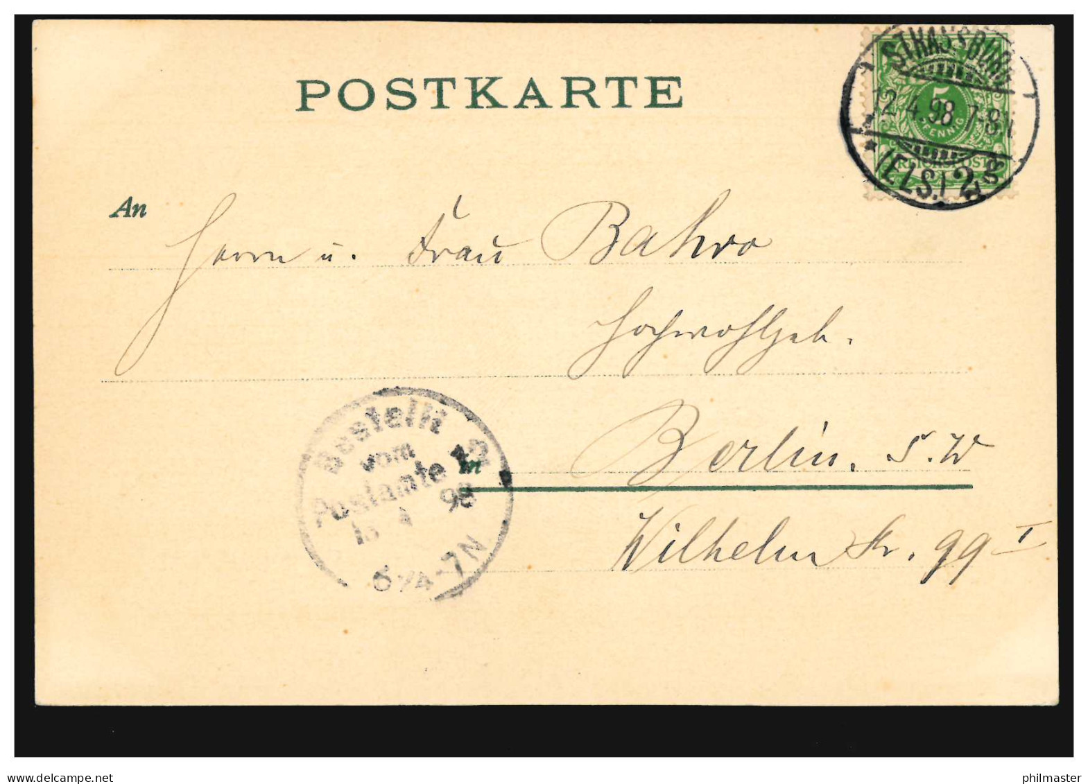 Frankreich AK Strassburg: Bei Den Mühlen, 12.4.1898 Nach Berlin 13.3.98 - Sonstige & Ohne Zuordnung