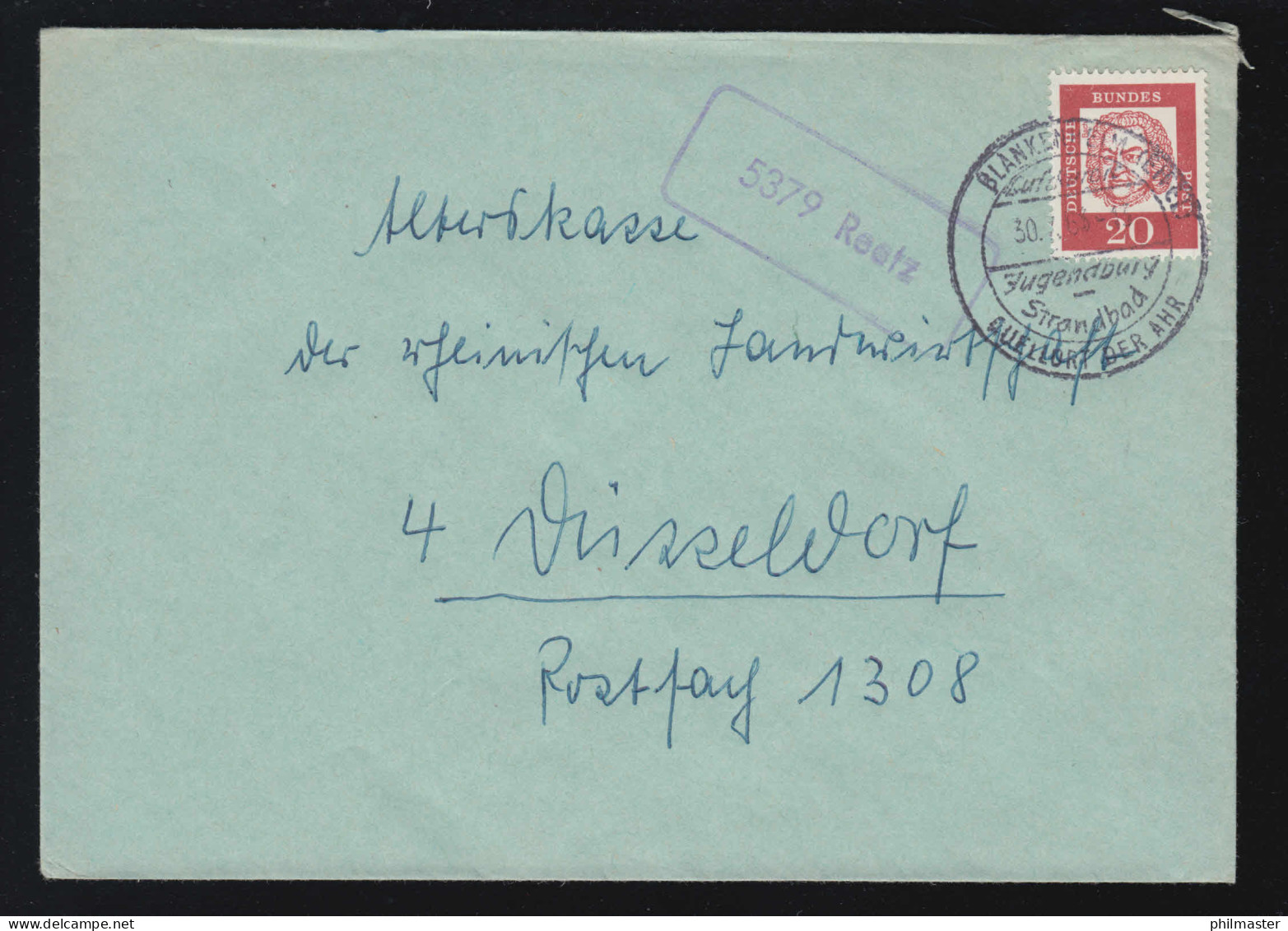 Landpost-Stempel 5379 Reetz Auf Brief BLANKENHEIM Quellort Der Ahr 30.7.63 - Altri & Non Classificati