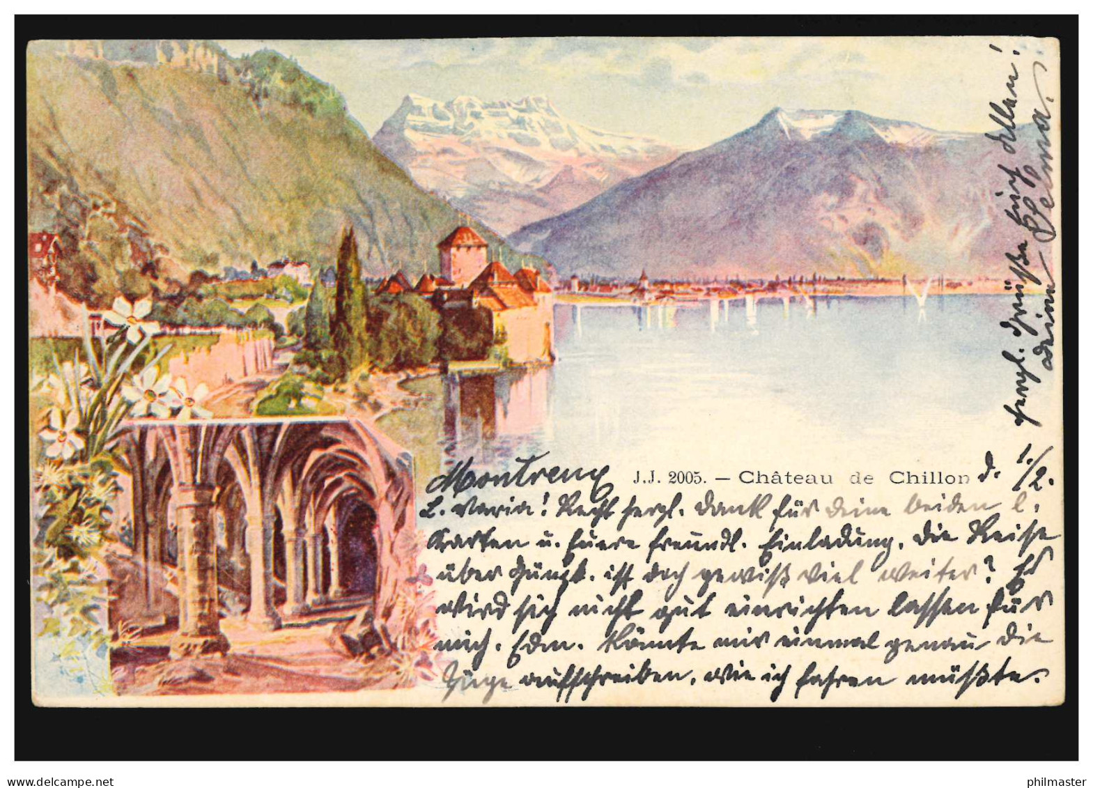 Schweiz AK Schloss Von Chillon Am Genfersee, Montreux 1.2.1901  - Andere & Zonder Classificatie