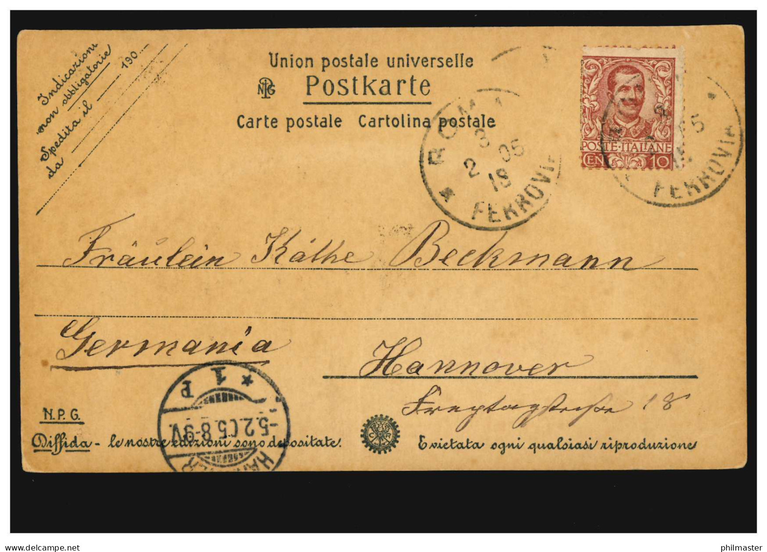 Italien / Vatikan AK Rom: Inneres Der St.-Pietro-Kirche, ROMA 3.2.1905 - Other & Unclassified