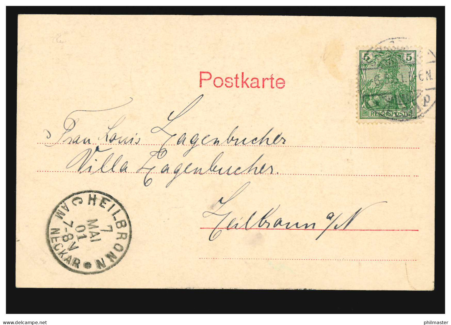 Frankreich AK Strassburg: Evang. Garnisionskirche 6.5.1901 Nach HEILBRONN 7.5.01 - Other & Unclassified