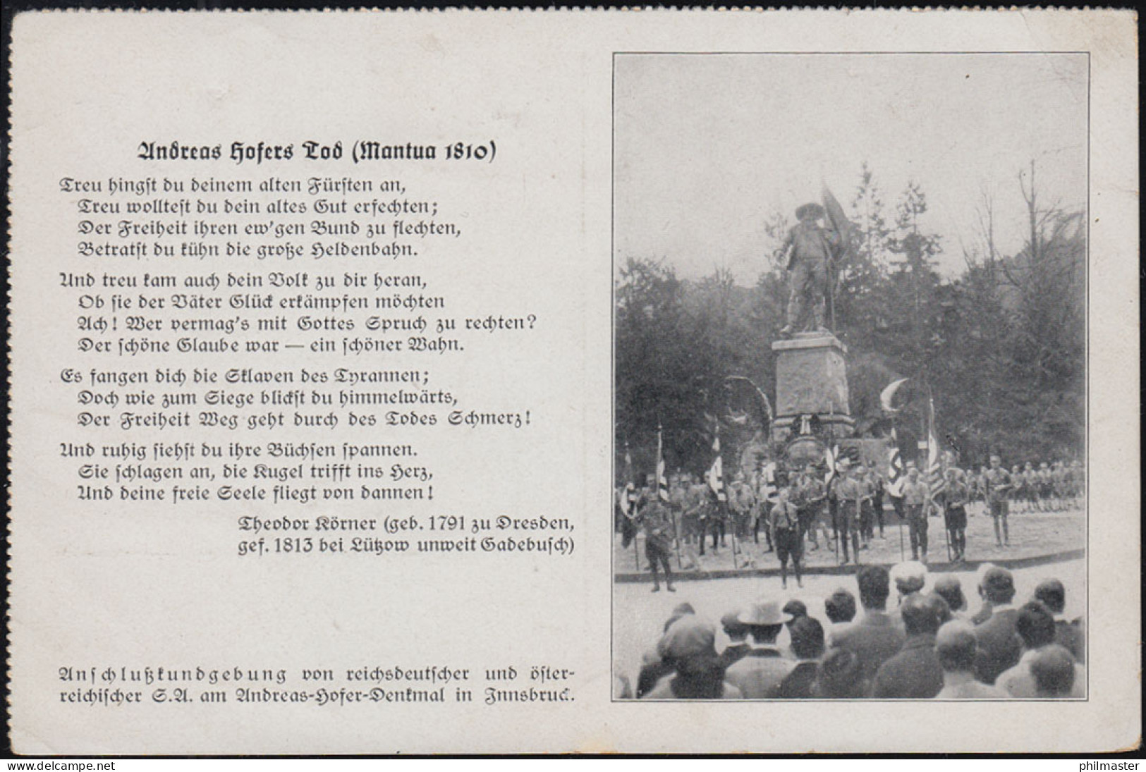 Österreich AK Andreas Hofers Tod (Mantua 1810), Ungebraucht Um 1935 - Partis Politiques & élections