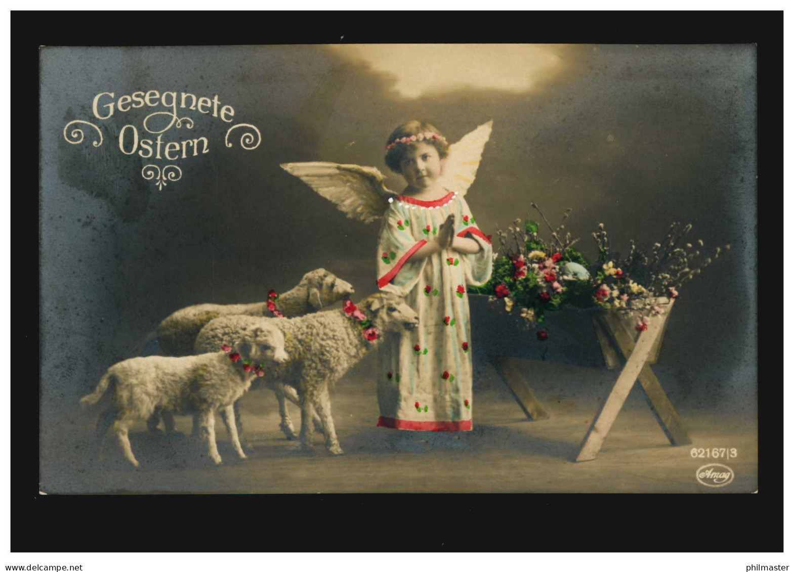 AK Ostern: Betendes Kind Als Engel Osterlämmer, Coloriert, Ungebraucht, Um 1910 - Sonstige & Ohne Zuordnung