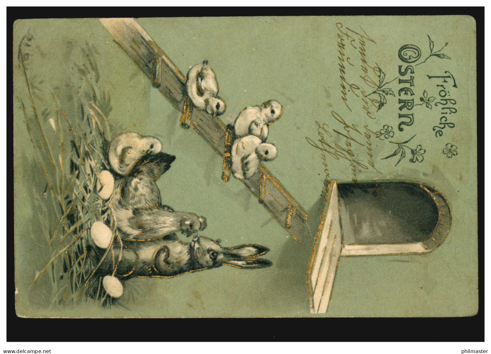 AK Ostern: Vermenschlichte Tiere - Hase Und Henne Im Gespräch, BEDBURG 2.4.1904 - Autres & Non Classés