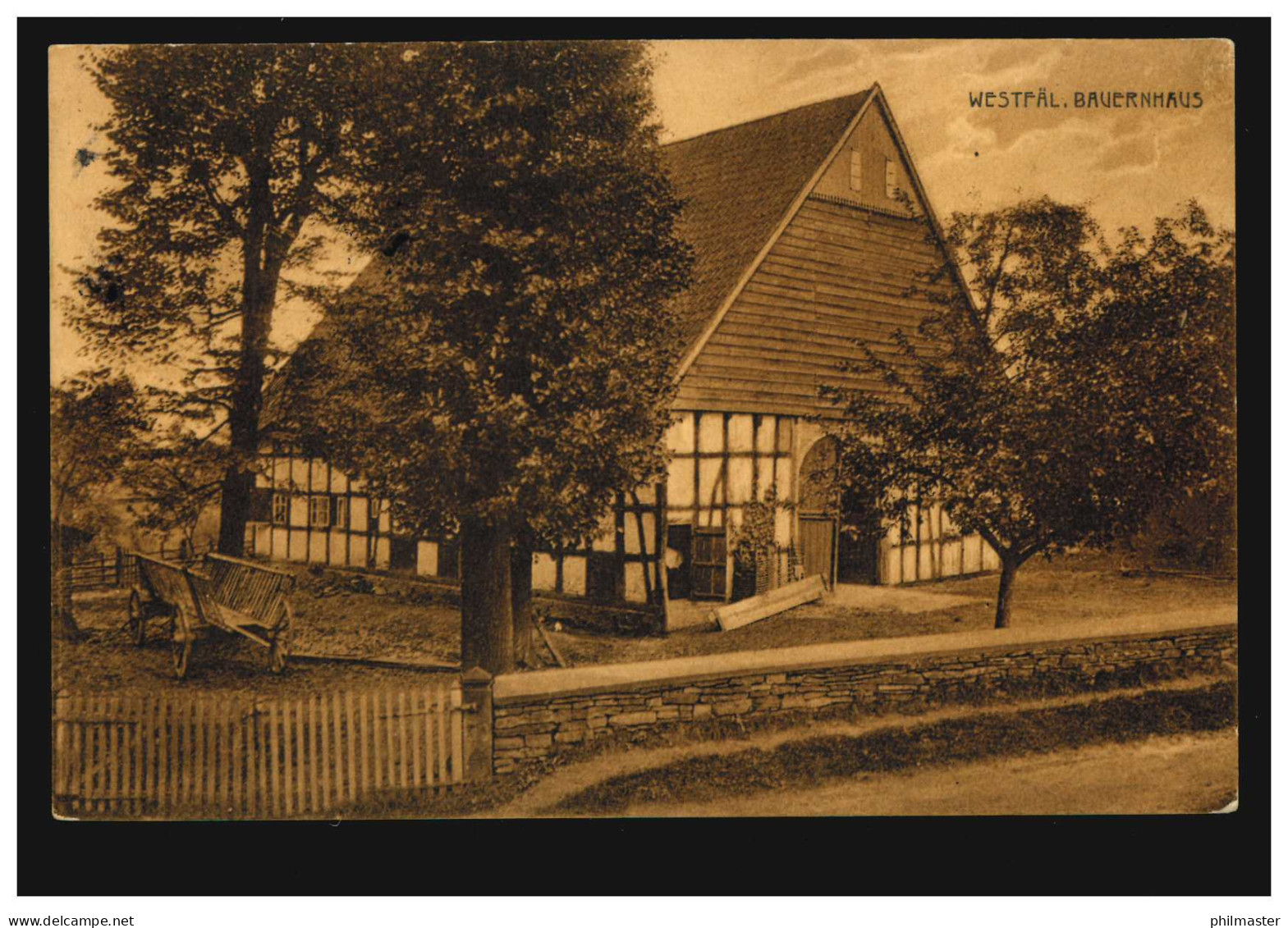 Foto-AK Westfälisches Bauernhaus Mit Leiterwagen, HERFORD 3.3.1913 - Sonstige & Ohne Zuordnung