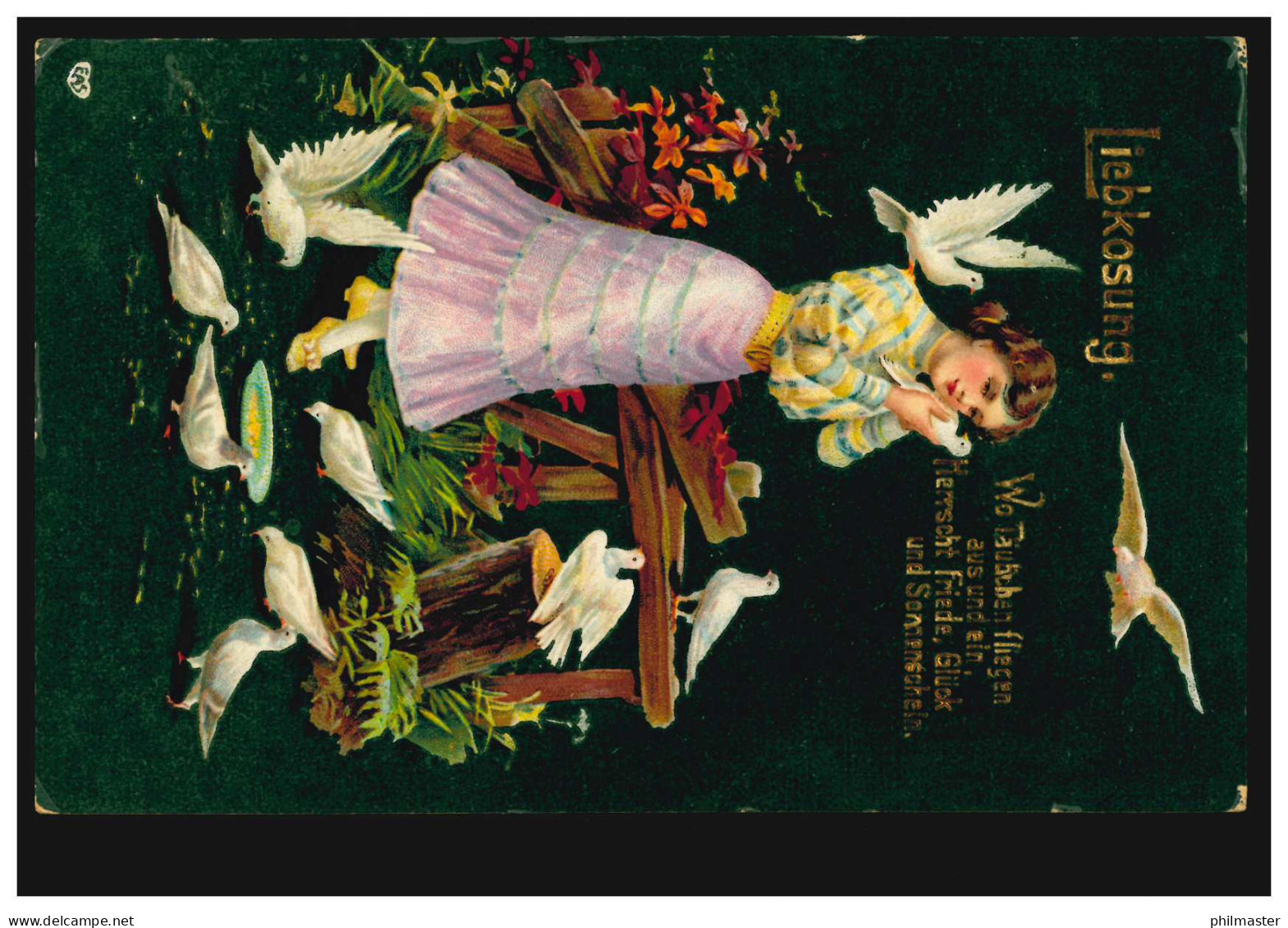 Tiere-AK Liebkosung - Die Taubenmutter, RAVENSBURG 20.1.1909 - Birds