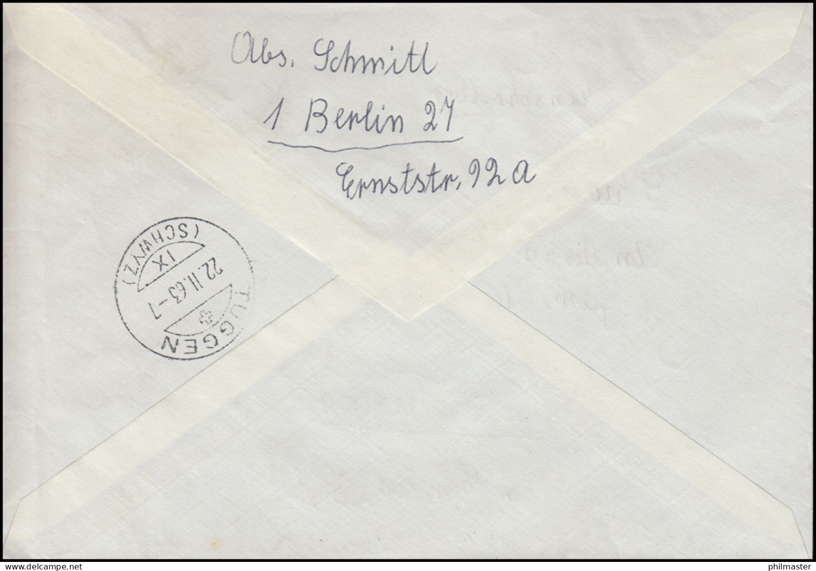 229 Alt-Berlin Grunewaldsee 1,- DM Auslandsbrief BERLIN 19.2.1963 In Die Schweiz - Covers & Documents