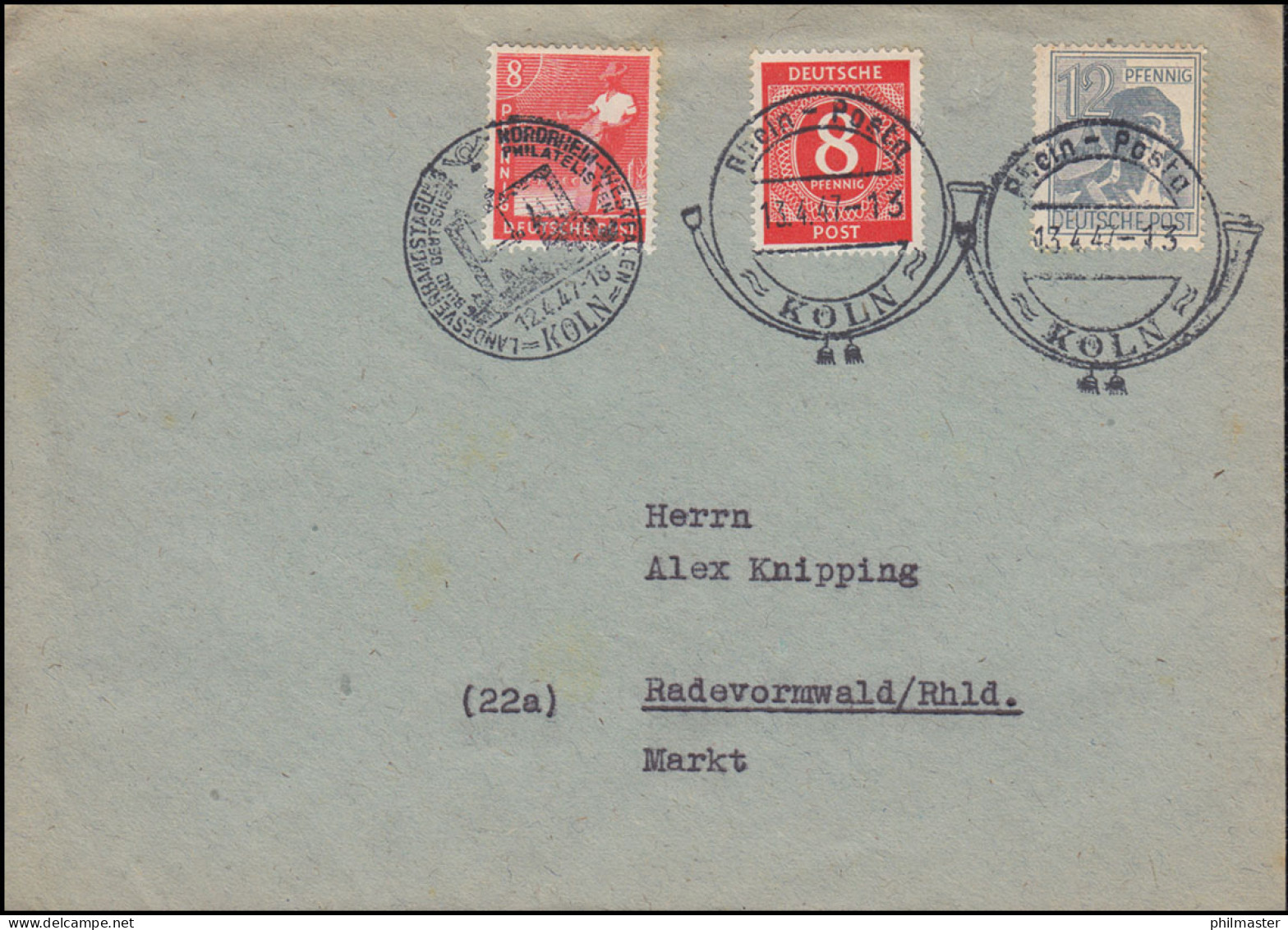 917+945+947 Kontrollrat I+II Brief KÖLN LV-Tagung 12.4.47 Und Rhein-Posta 13.4. - Cartas & Documentos