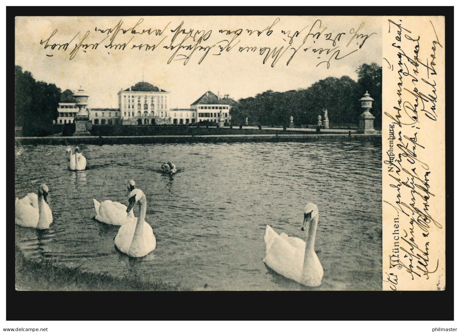 Tiere-AK München Nymphenburg Teich Mit Schwänen, 7.10.1904 Nach SCHWABACH 8.10. - Birds