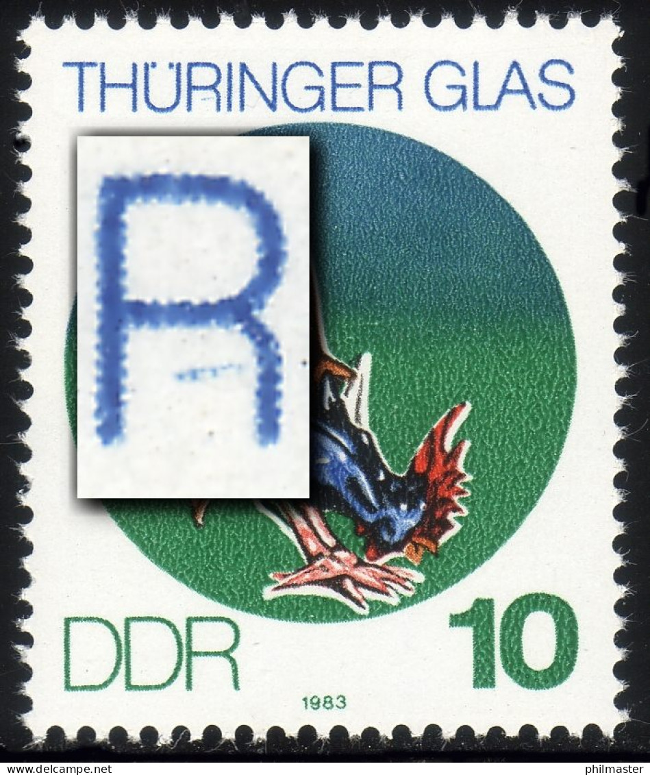 2835 Thüringer Glas 10 Pf: Strich Unten Im Ersten R Von THÜRINGER, Feld 2, ** - Varietà E Curiosità