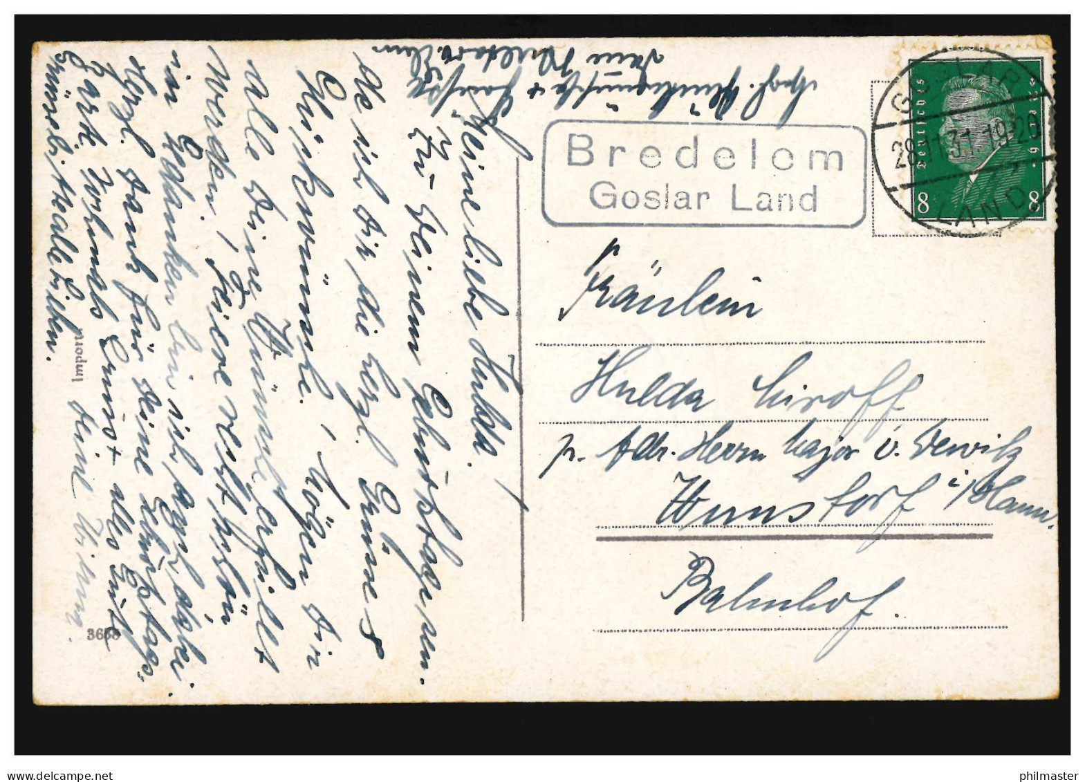 Landpost-Stempel Bredelen Goslar Land Auf Geburtstags-AK GOSLAR LAND 28.11.1931 - Brieven En Documenten