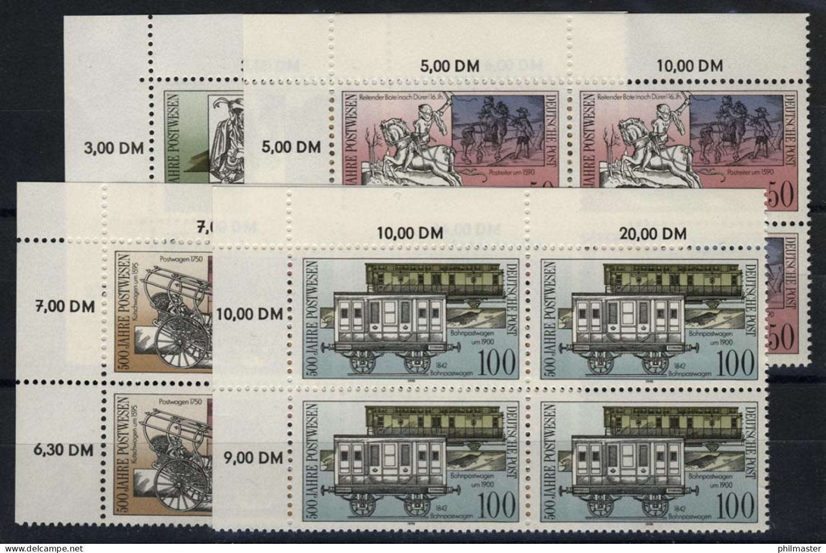 3354-3357 500 Jahre Post 1990, E-Vbl O.l. Satz ** - Unused Stamps