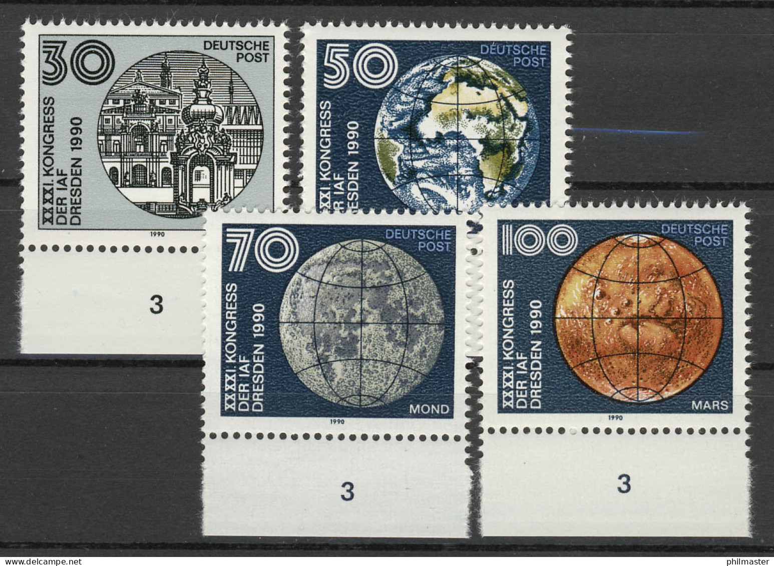 3360-3363 IAF-Kongreß 1990, Unterrand, Satz ** - Nuovi