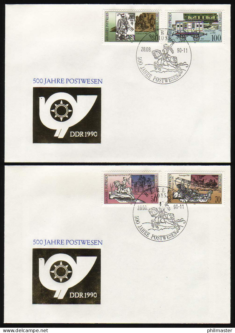 3354-3357 500 Jahre Post 1990, Satz Auf FDC - Brieven En Documenten