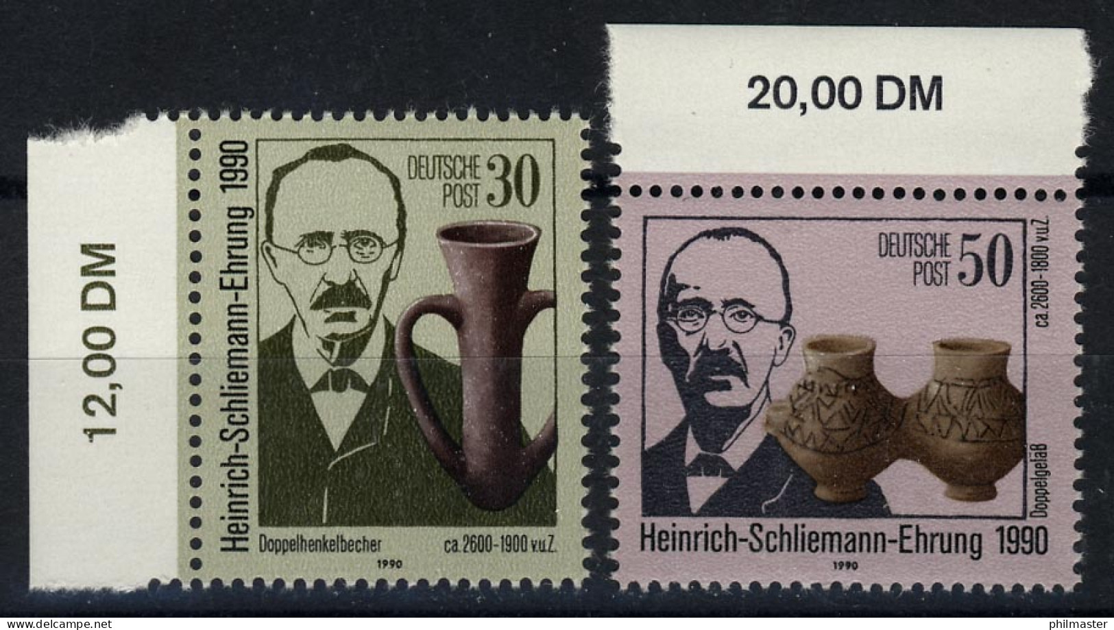 3364-3365 Schliemann 1990, Satz Mit RWZ Mit DM-Währung ** - Unused Stamps