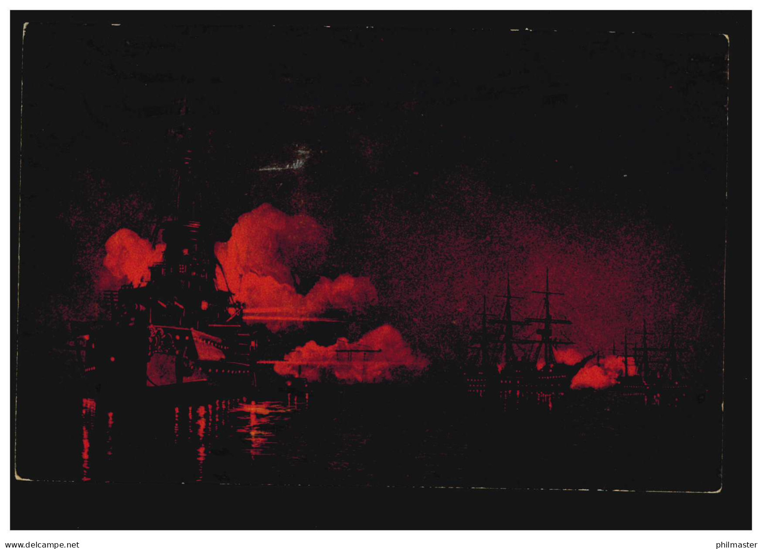 AK Kriegsschiffe: Feuergefecht Bei Nacht, Kreuzer Und Segelschiffe 29.10.1906 - Sonstige & Ohne Zuordnung
