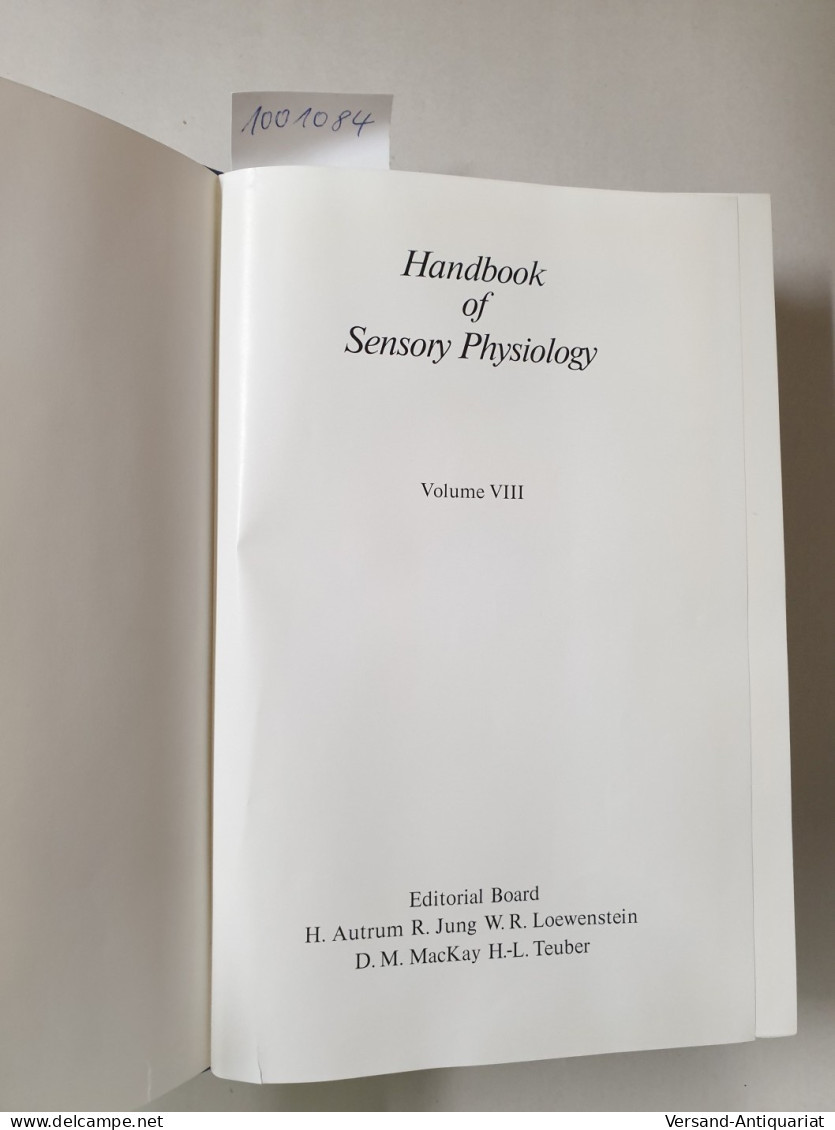 Handbook Of Sensory Physiology : Volume VIII : Perception : (mit Anaglyph Viewer / 3D-Brille) : - Other & Unclassified