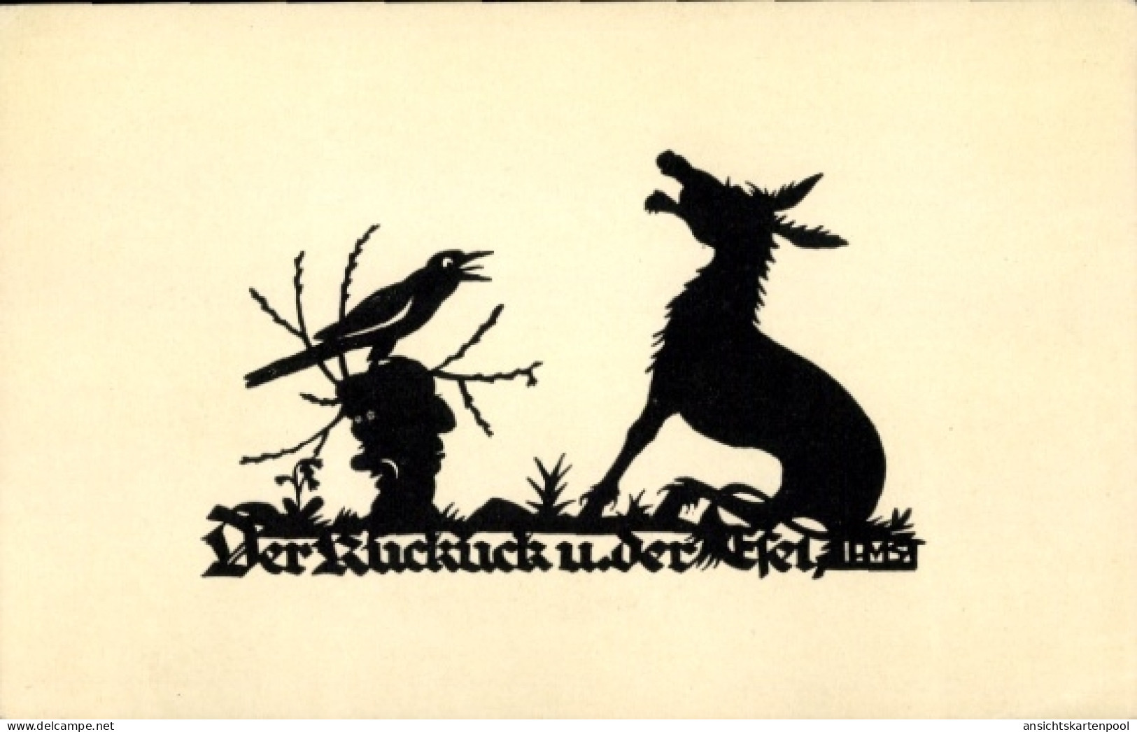 Scherenschnitt Artiste CPA Schwindt, A.M., Der Kuckuck Und Der Esel - Other & Unclassified