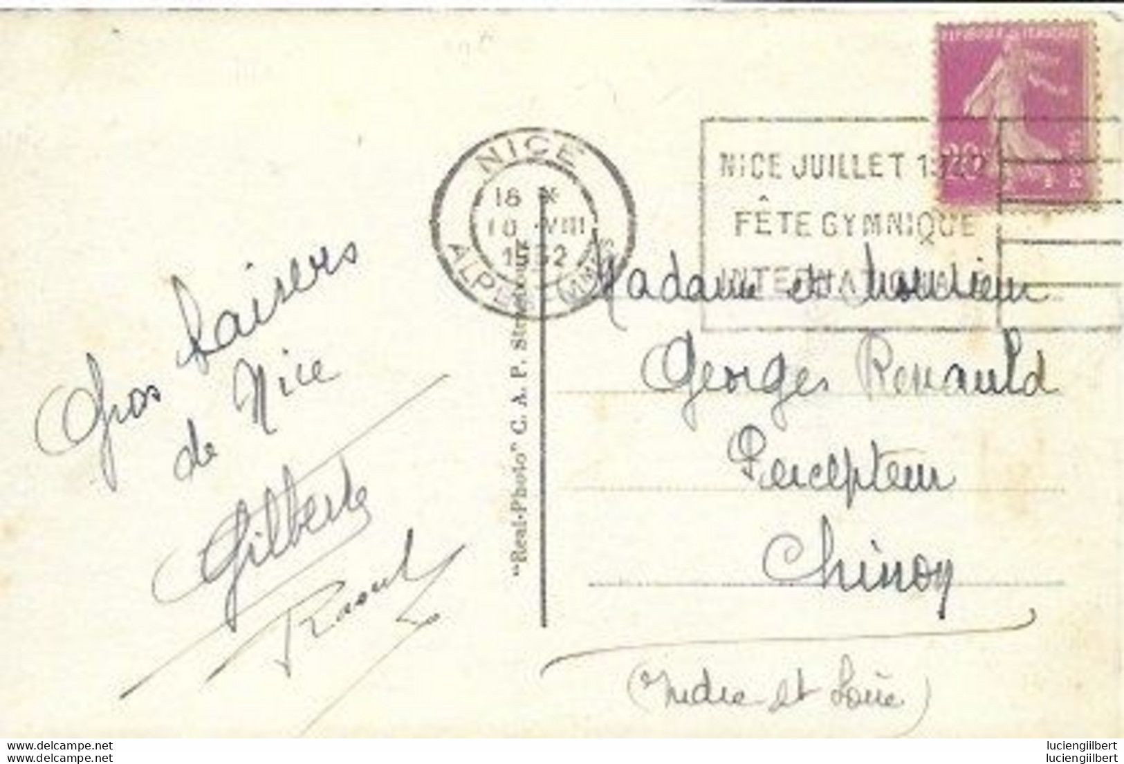 ALPES MARITIMES 06  - NICE    - FLAMME N° NIC 114 F - NICE JUILLET 1932 FETE GYMNIQUE INTERNATIONALE -  1932 - Mechanical Postmarks (Advertisement)