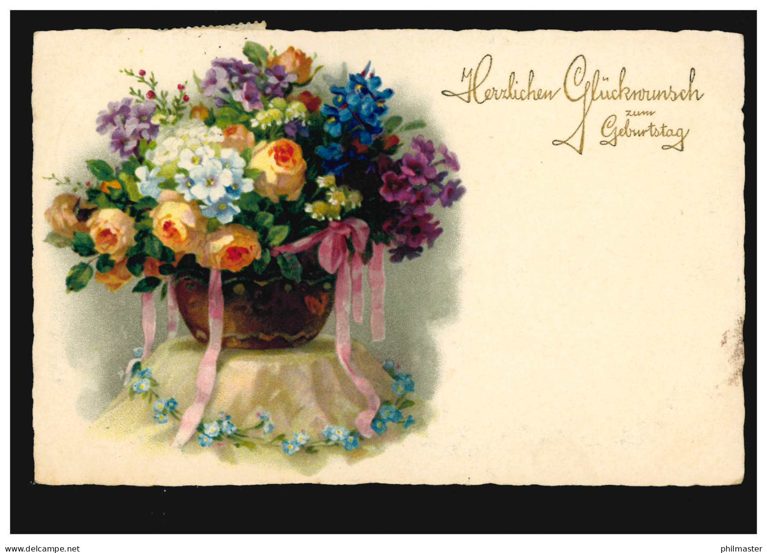 AK Glückwünsche Geburtstag Korb Mit Verschiedenen Blumen, HUCHTING (Bz. BREMEN) - Altri & Non Classificati