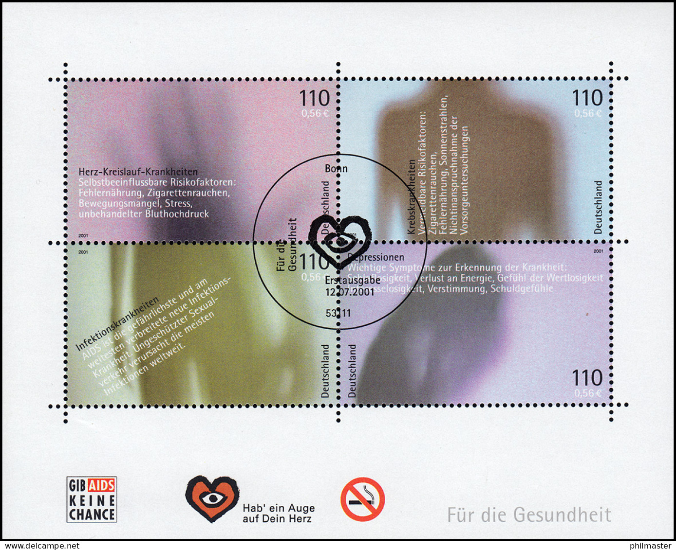 Block 54 Für Die Gesundheit 2001 Mit ESSt Bonn - Used Stamps
