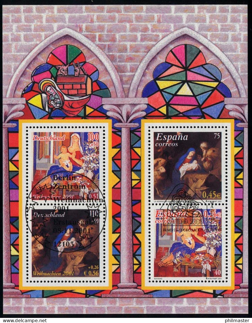 Block 56I Weihnachten 2001, ESSt Berlin & ESSt Madrid 8.11.2001 - Used Stamps