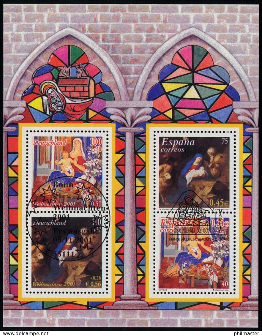 Block 56I Weihnachten 2001, ESSt Bonn & ESSt Madrid 8.11.2001 - Usados