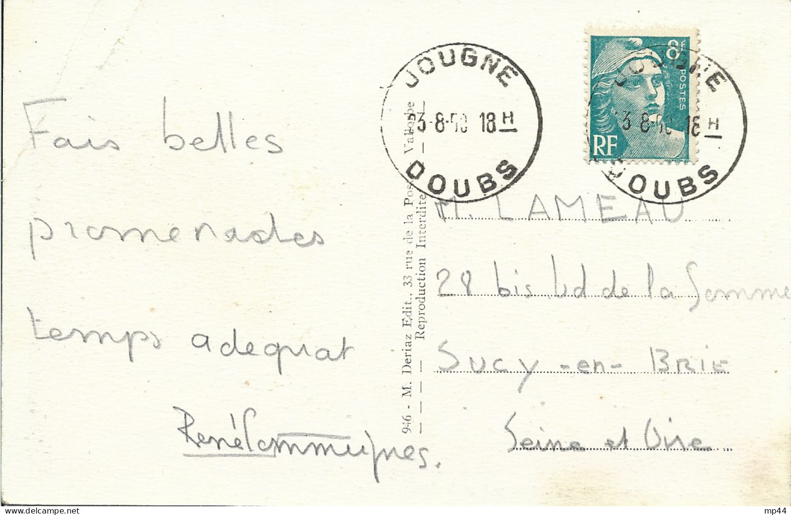 5L6 --- 25 JOUGNE A5 Horoplan Gandon - Manual Postmarks