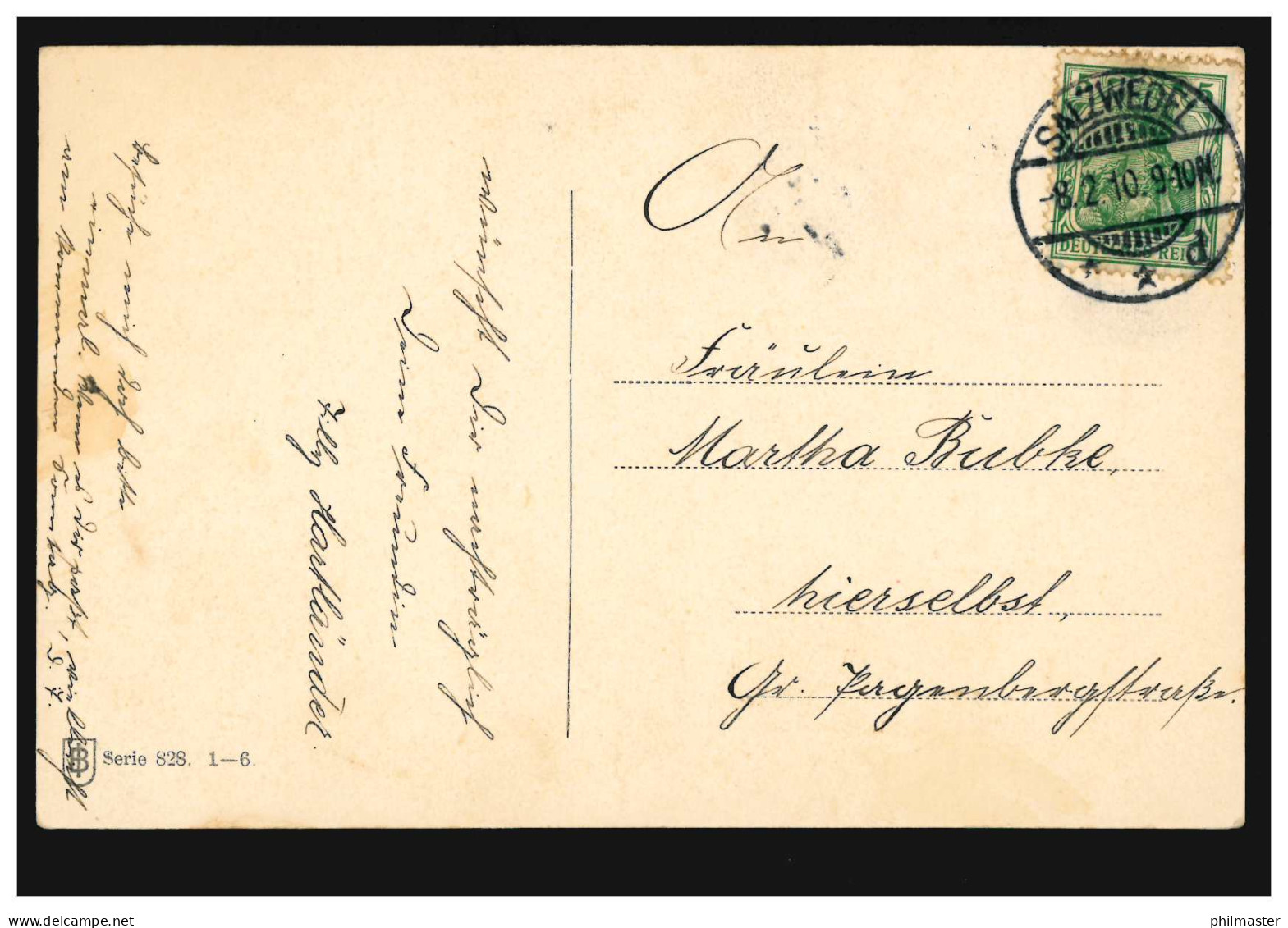 Kinder-AK Geburtstag - Mädchen Mit Blumen Glücksklee-Siegel, SALZWEDEL 8.2.1910 - Other & Unclassified