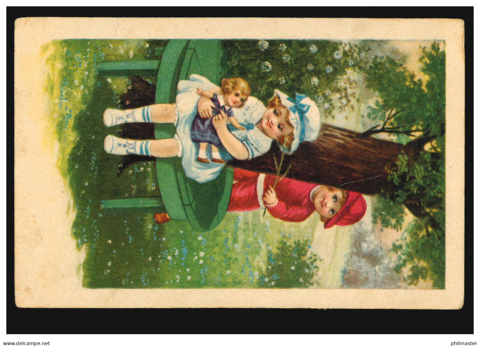 Kinder-AK Was Sich Liebt, Das Neckt Sich! Junge Mit Zweig Mädchen Mit Puppe 1924 - Sonstige & Ohne Zuordnung