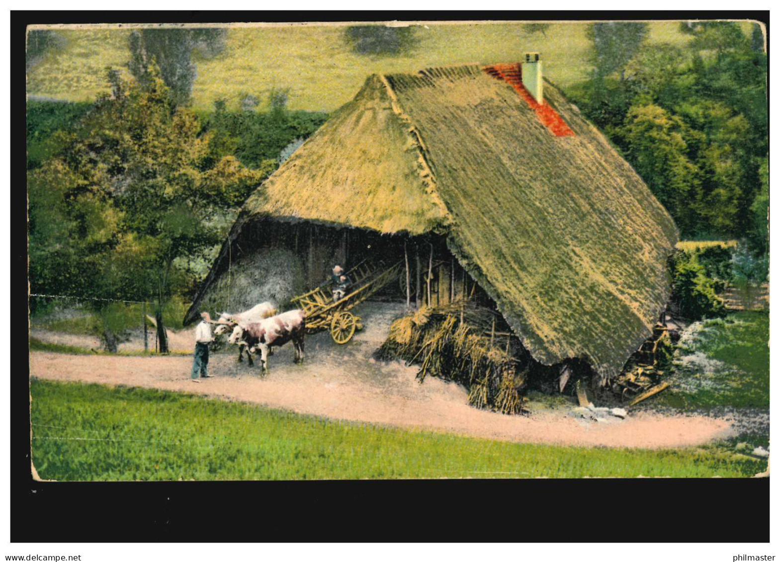 Landwirtschaft-AK Gutshof Im Kammbachtal Ochsengespann, RÜSTRINGEN 15.10.1911 - Autres & Non Classés