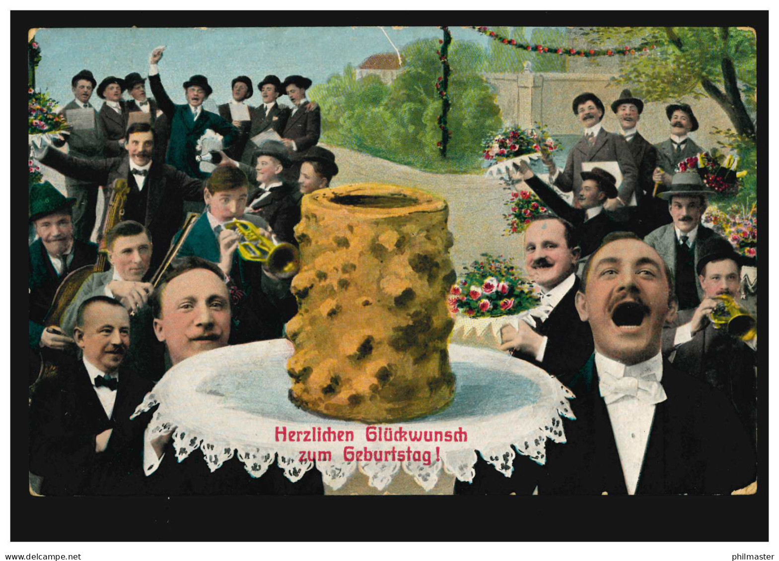 AK Glückwünsche Geburtstag Männerchor übergroßer Bierkrug, GROSSWUSTERWITZ 1918 - Altri & Non Classificati