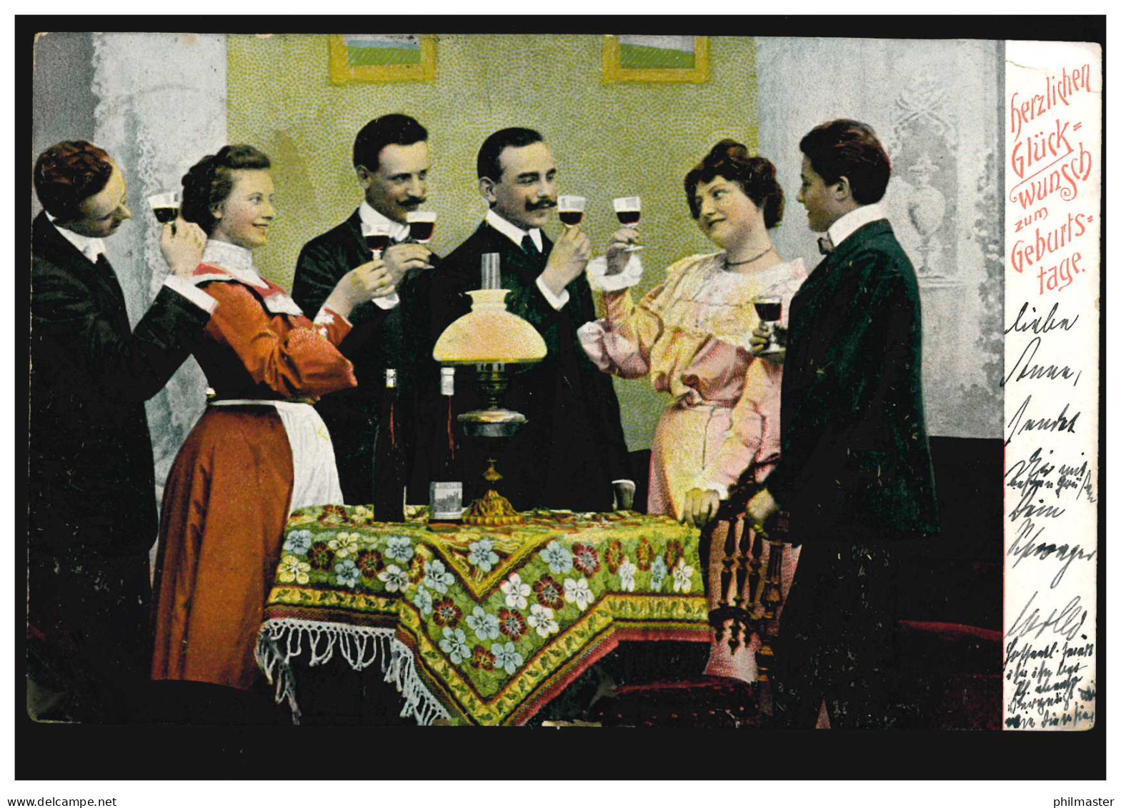 AK Glückwünsche Geburtstag Anstoßen Mit Wein, REINBEK 12.4.1905 - Autres & Non Classés