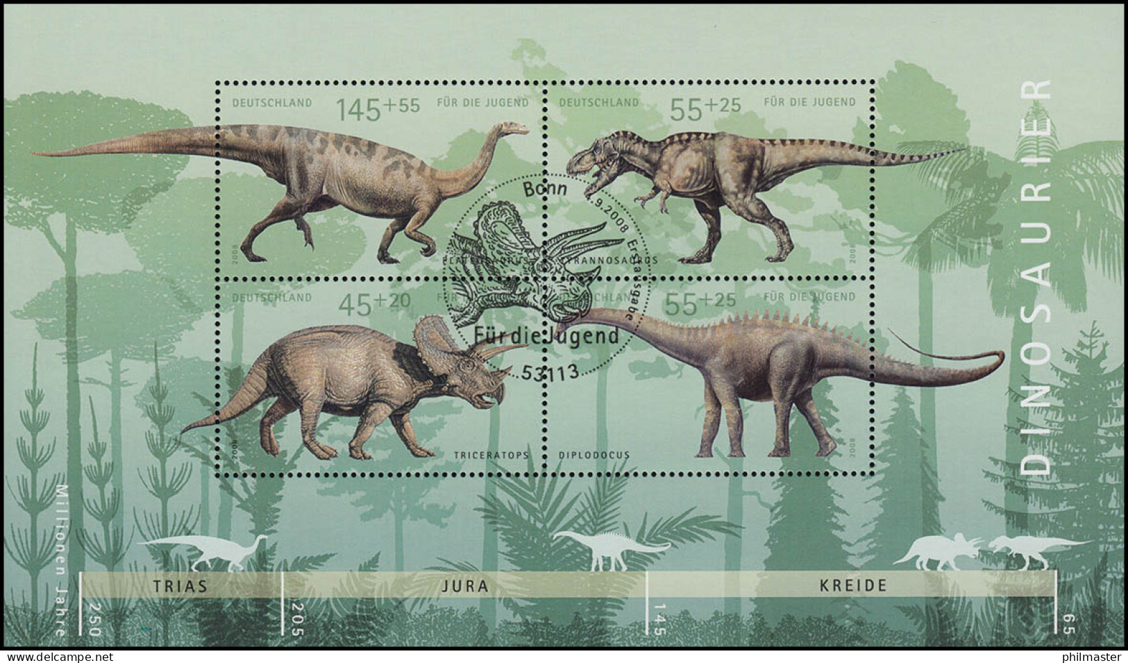 Block 73 Jugendblock Dinosaurier 2008 Mit ESSt Bonn - Used Stamps