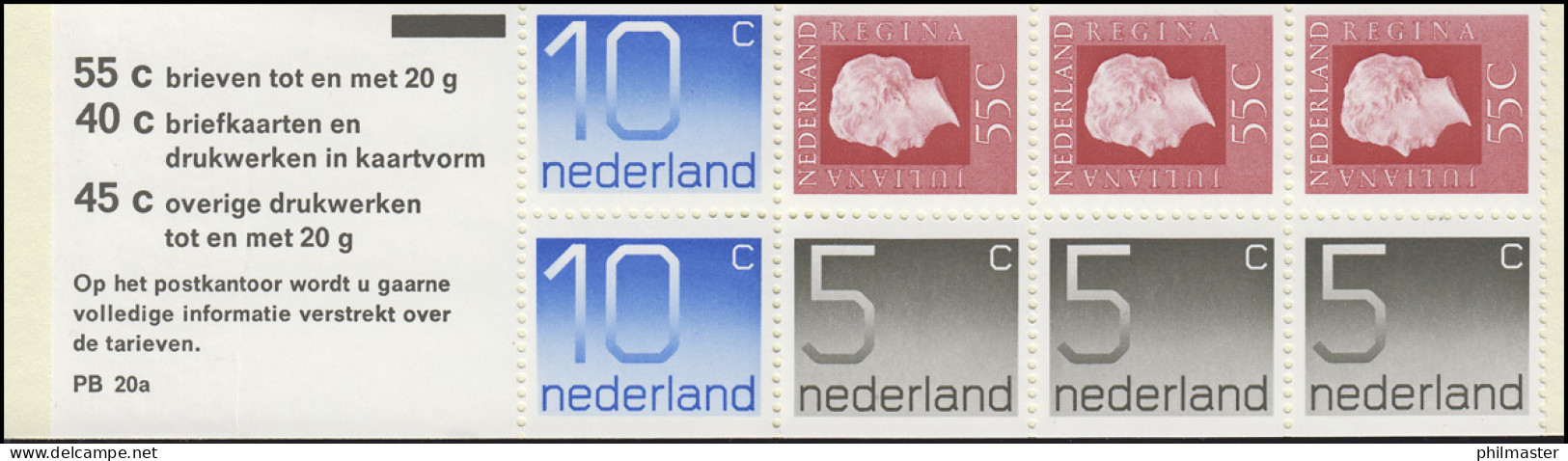 Markenheftchen 21 Königin Juliane Und Ziffer 1976 Mit 3 Tarife Und PB 20a, ** - Carnets Et Roulettes