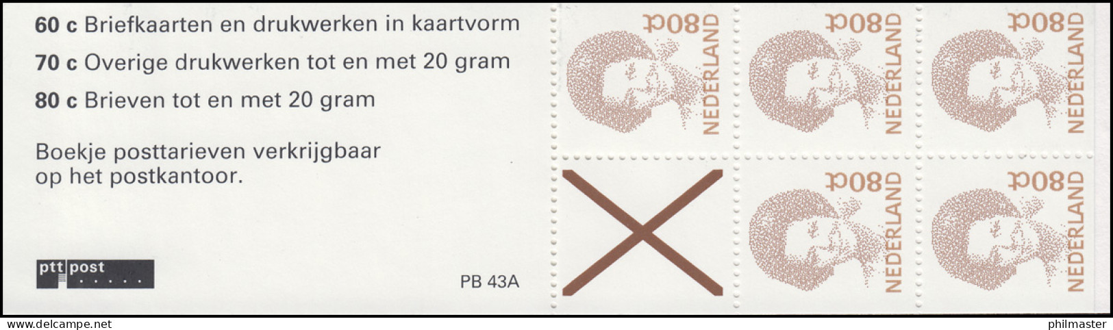 Markenheftchen 44 Königin Beatrix 1991 Mit 3 Tarife Und PB 43A, ** - Booklets & Coils
