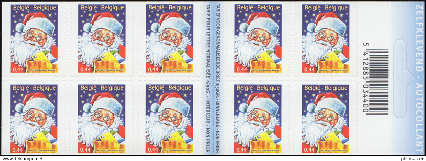 Belgien-Markenheftchen 3515 Weihnachten 2005, Selbstklebend ** - Sin Clasificación