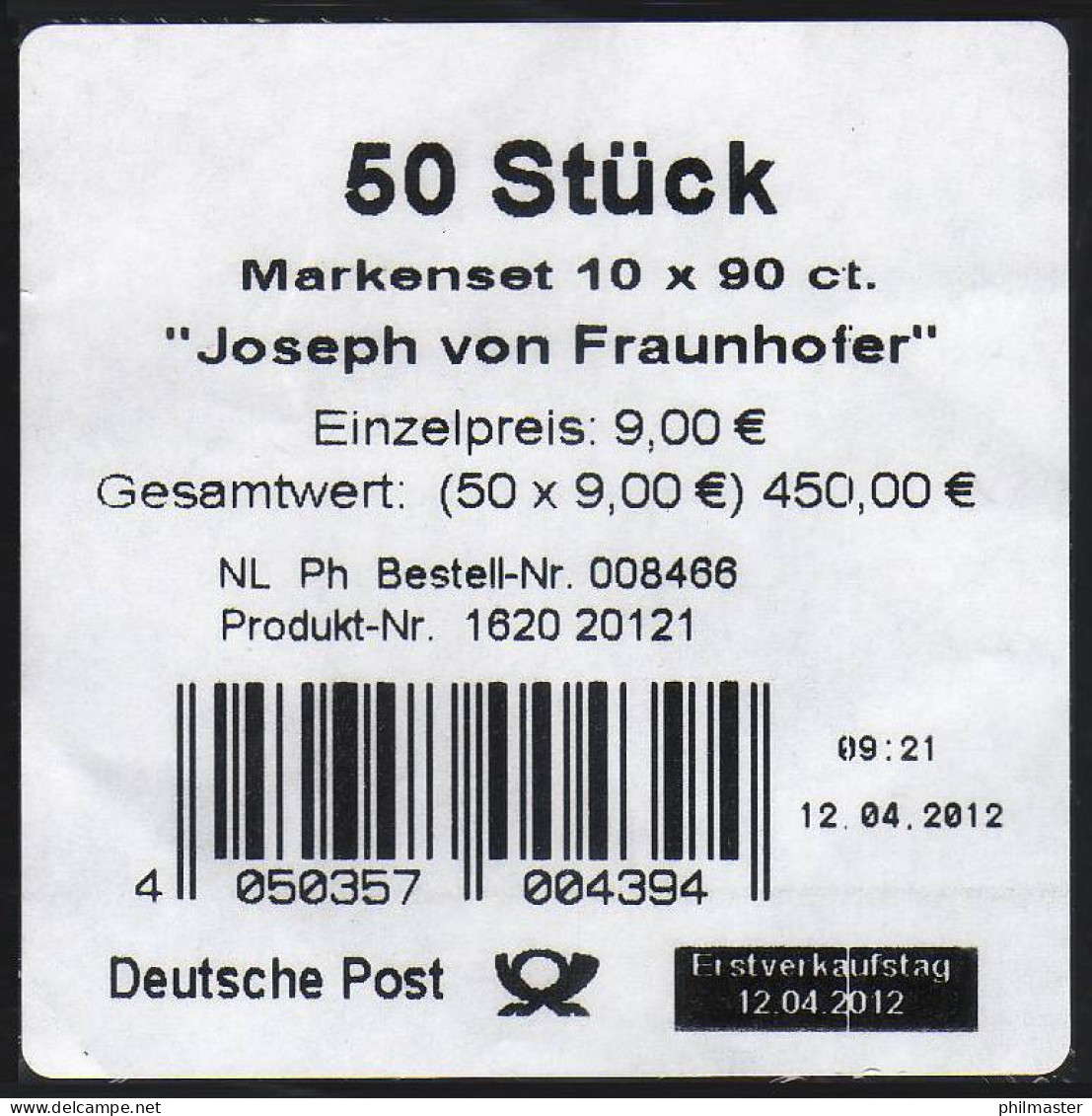 FB 23 Fraunhofer, Folienblatt Banderole Für 50 Markensets - 2011-2020