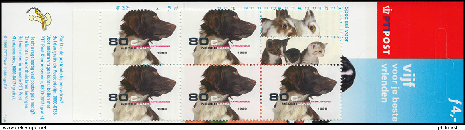 Markenheftchen 55 Haustiere Hunde Katzen 1999 Mit PB 56, ** - Libretti