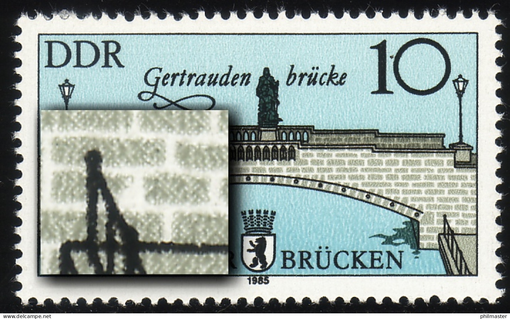 2972 Brücken 10 Pf: Mauerstein Abgeschrägt, Feld 39, ** - Errors & Oddities