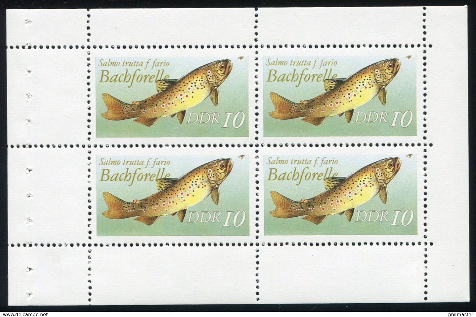 HBl. 19vD Aus MH 9 Süßwasserfische 118x76 Mm Mit 1 LZ, Postfrisch - Zusammendrucke