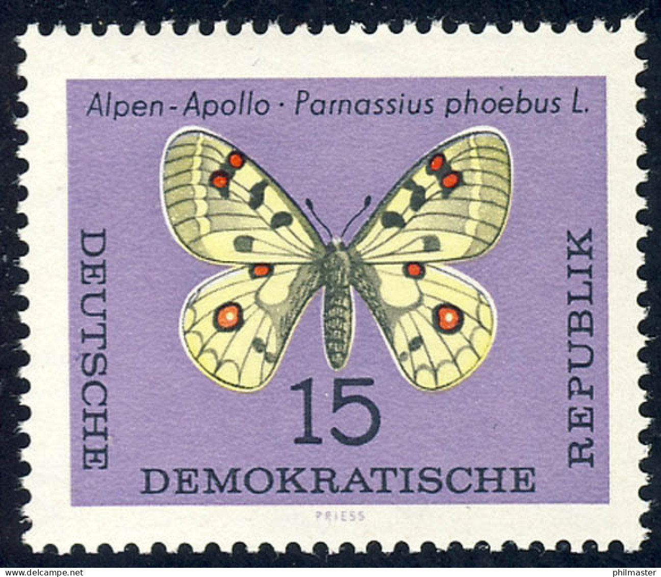 1005 Schmetterlinge Hochalpenapollo 15 Pf ** - Nuovi