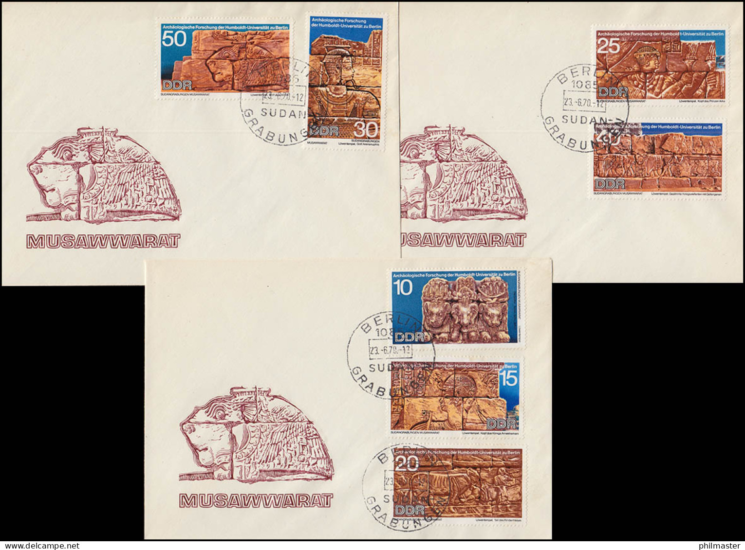 1584-1590 Archäologie Humboldt-Uni 1970 - Satz Auf FDC 1 Bis FDC 3 - Briefe U. Dokumente