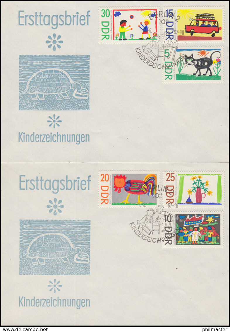 1280-1285 Kinderzeichnungen 1967, Satz Auf FDC 1 Und  FDC 2 - Briefe U. Dokumente