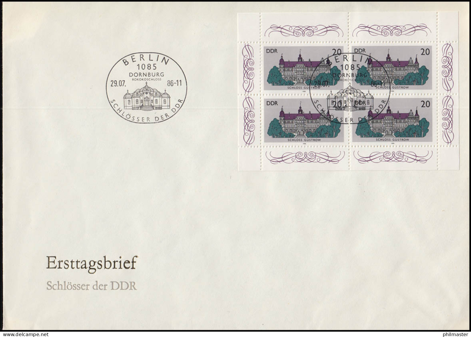 3032+3033 Schlösser 10+20 Pf - Je Als Kleinbogen 1 Und Kleinbogen 2 Auf 2 FDC - Storia Postale