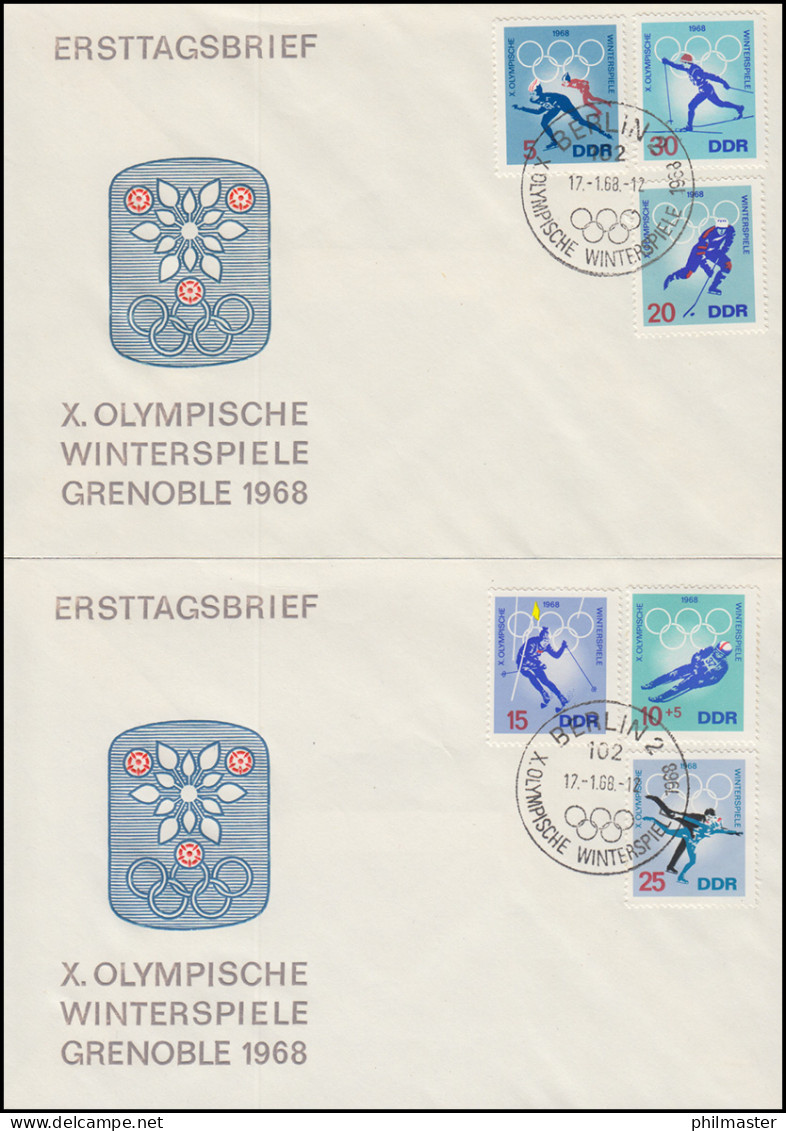 1335-1340 Olympia: Olympische Winterspiele Grenoble 1968, Satz Auf FDC 1 + FDC 2 - Brieven En Documenten