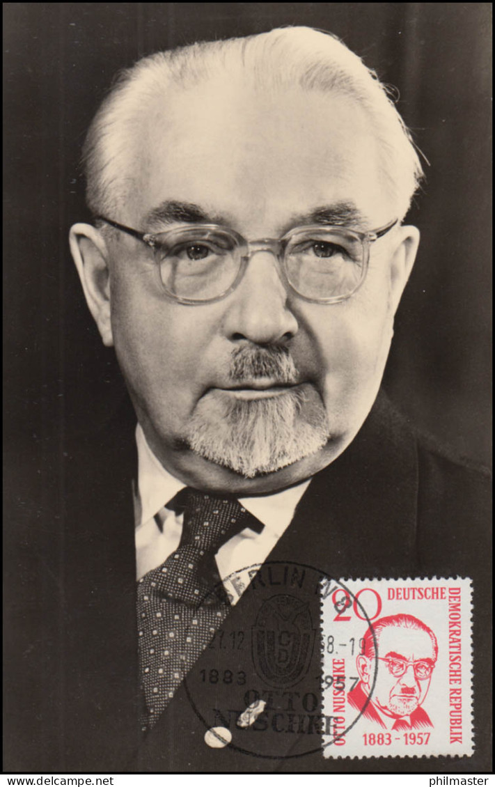 671 Otto Nuschke Auf Maximumkarte 1958 - Cartes-Maximum (CM)