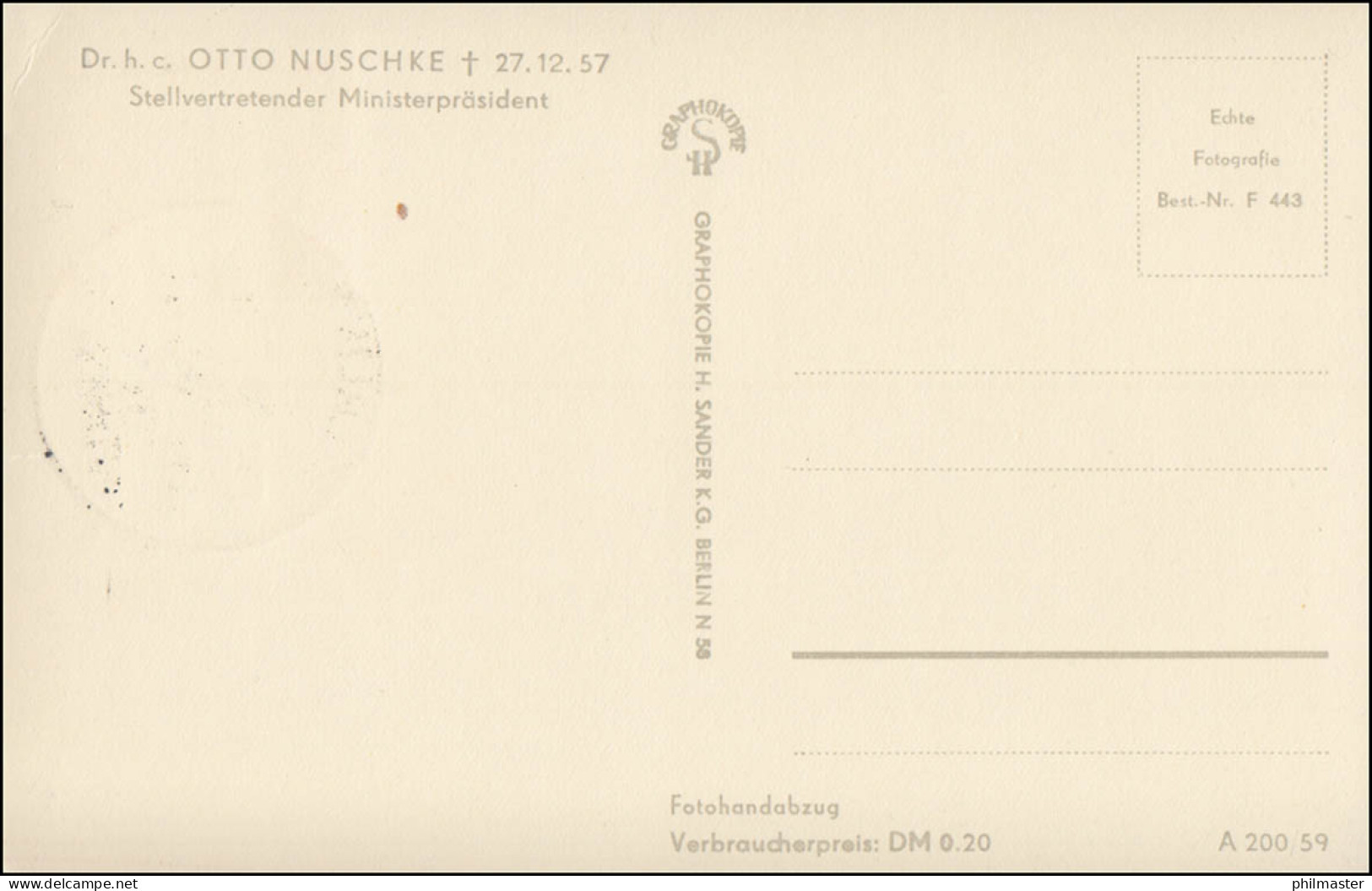 671 Otto Nuschke Auf Maximumkarte 1958 - Maximum Cards